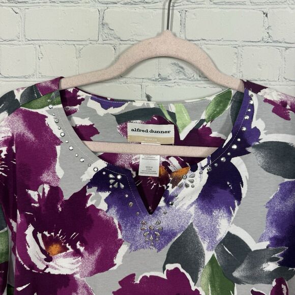 Aldred Runner Blouse Women Plus 3X Floral Printed Cottage Prairie Casual Top - Picture 3 of 9